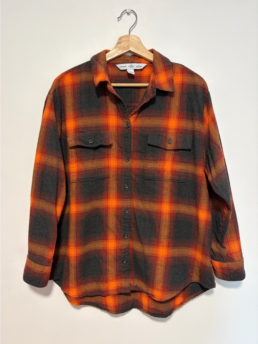 Old Navy Taylor Swift Evermore Boyfriend Plaid Flannel Button Up Shirt Sz Large